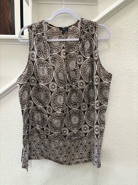 Talbots Brown and White Boho Silk Blend Tank